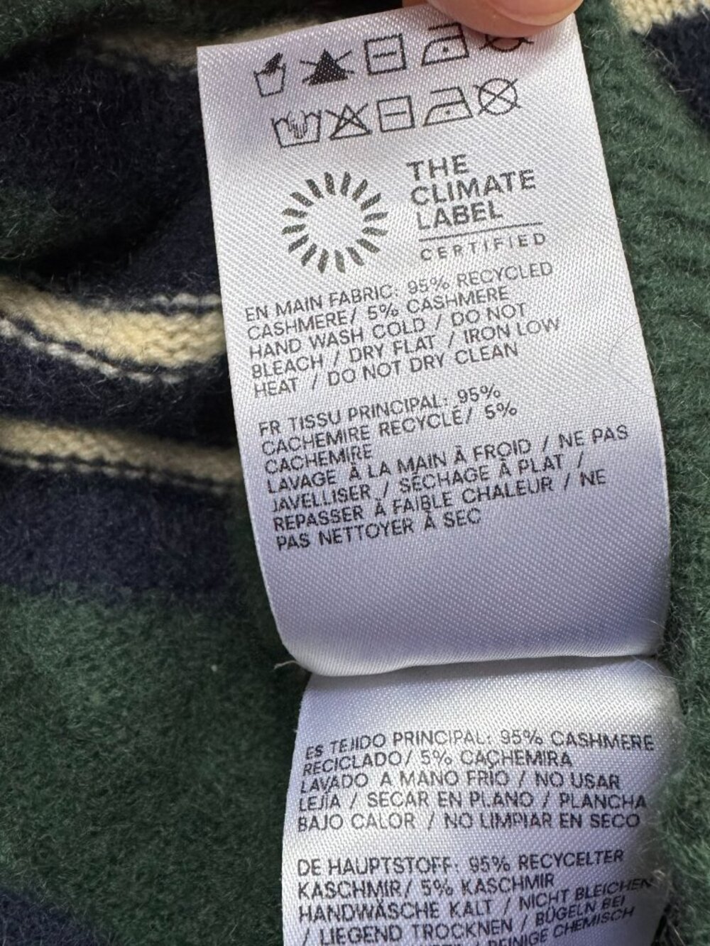NWT Reformation Clara Cashmere Crew Cardigan Green Stripe Small - Picture 10 of 16